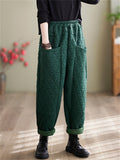 Women's Elastic Waist Comfy Warm Cotton Pants for Winter