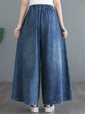 Blue Big Size Loose Wide Leg Jeans for Women