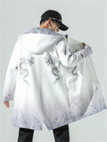 Men's Oversized Jacket with Dragon and Crane Print