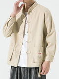 Men's Retro Tang Suit Plain Loose Kungfu Jacket