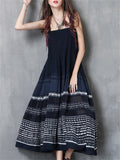 Ladies Bohemian Style Embroidery Sleeveless Pleated Swing Dress