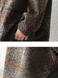 British Style Plaid Lapel Chest Pocket Woolen Jacket for Female