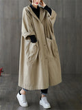 Casual Large Pocket Long Trench Coat for Women