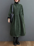 Women's Stylish Corduroy Long Coat for Winter