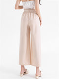 Summer Breathable Chiffon Female Lace Up Straight-Leg Pants