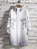 Men's Oversized Jacket with Dragon and Crane Print