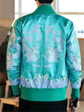 Men's Chinese Dragon Print Slim Fit Baseball Jacket