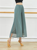 Flowy Mesh Side Split Wide Leg Pants for Women