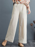 Summer Linen Blend High Rise Straight-Leg Pants for Women