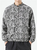 Men's Trendy All-Over Letter Print Short Faux Suede Jacket