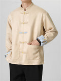 Men's Four Leaf Clover Metallic Button Contrast Color Suede Jacket