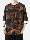 Men's Ancient Style Print Half Sleeve Pullover Summer T-shirt