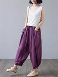 Loose Fit Plain Summer Comfortable Pants for Women