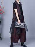 Women's Mesh Patchwork Sleeveless Top Elastic Waist Pants Set