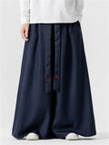 Men's Ultra Loose Wide Leg Pants with Flame Pattern Strap