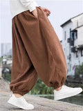 Men's Warm Corduroy Striped Texture Baggy Lantern Pants