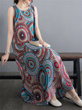 Colorful Kaleidoscope Pattern Sleeveless Boho Dress for Ladies