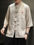 Men's Trendy Tang Suit Embroidered Half Sleeve Shirts