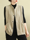 Women's Autumn Cosy Corduroy Vest Jacket with Pocket