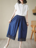 Women's Summer Lace Spliced Wide Leg Pants