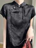 Women's Chinese Style Stand Collar Tassel Button Vintage Shirt