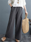 Summer Linen Blend High Rise Straight-Leg Pants for Women