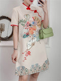 Blossom & Handheld Fan Print Female Dresses