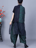 Women's Mesh Patchwork Sleeveless Top Elastic Waist Pants Set