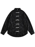 Trendy Jacquard Long Sleeve Oversized Shirts for Ladies