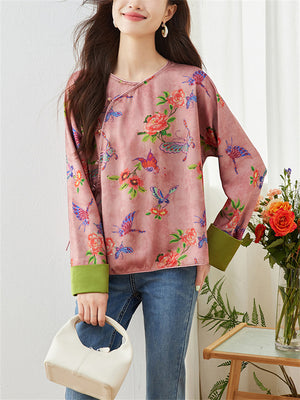 Ladies Floral Butterfly Printed Round Neck Shirts