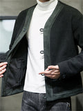 Casual V Neck Button Up Baseball Coat for Men