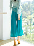 Flowy Mesh Side Split Wide Leg Pants for Women