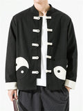 Men's Chinese Style Black White Tai Chi Kungfu Tang Suit Jacket