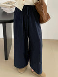 Women's Drawstring Elastic Waist Striped Wide Leg Pants