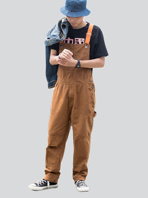 Men's Holiday Loose Straight-Leg Denim Overalls