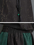 Women's Tang Suit Tassel Button Contrast Color Shirt & Lantern Skirt