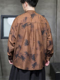 Men's Chinese Style Bamboo Leaf Shadow Linen Shirt