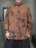 Men's Chinese Style Bamboo Leaf Shadow Linen Shirt