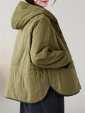 Women's Solid Color All Match Hooded Short Cotton Coat