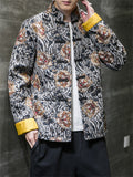 Men's Vintage Stand-up Collar Tiger Print Jackets