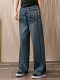 Spring High Waist Loose Straight-Leg Blue Jeans for Women