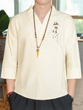 "Hai Na Bai Chuan" Hanzi Embroideried Male Summer Shirt