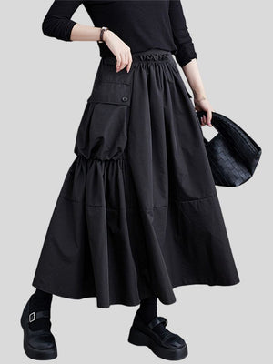 Women's Stylish High Rise Large Pocket Pleated Skirt