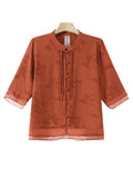 Women's Chinese Style Summer Flowy Short Sleeve Shirt