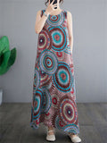 Colorful Kaleidoscope Pattern Sleeveless Boho Dress for Ladies