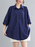 Natural Linen Solid Color Cozy Loose Shirt for Women