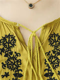 Casual Tassel Lace Up Dandelion Embroideried Shirt for Women