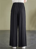 Summer High-Rise Decorative Button Elegant Lady Straight-Leg Pants