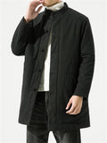 Men's Plain Winter Stand Collar Button Warm Cotton Coat