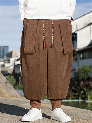 Men's Solid Color Textured Drawstring Stylish Corduroy Pants